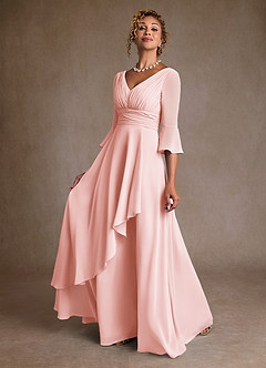 Azazie Eire vestidos de madre de la novia Vestido de Rosa Rubor de Gasa de Corte en A con Plisado image3