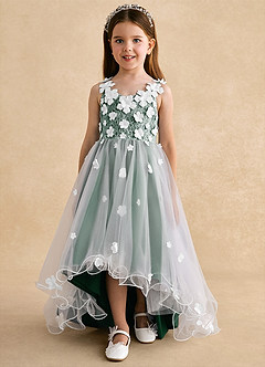 Azazie Celia Flower Girl Klänningar Klänning A-Line i Tyll Spets image7