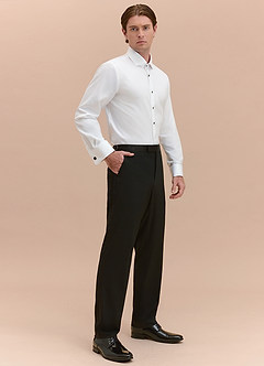 front Henry White Non-Iron 100% Cotton Stud-Front Cotton Tuxedo Shirt