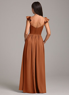 Azazie Denisse Bridesmaid Dresses Copper A-Line Ruched Stretch Satin Dress image2
