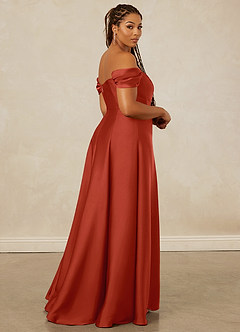 Christian Siriano Bridal for Azazie 1002 Bridesmaid Dresses Rust A-Line Off the Shoulder Stretch Satin Convertible Dress image15