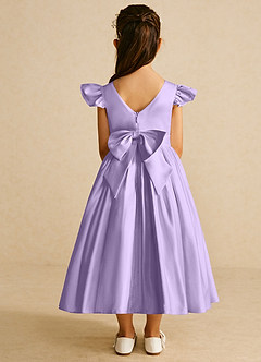 Azazie Violeta Flower Girl Dresses Lilac Ball-Gown Bow Matte Satin Dress image2