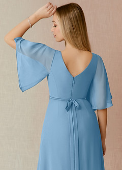 Azazie Cierra Bridesmaid Dresses Steel Blue A-Line V-Neck Chiffon Dress image8