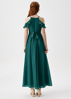 Azazie Chaya Junior Peacock A-Line Off the Shoulder Chiffon Dress image2