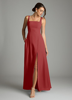 Azazie Debra Vestidos de damas de honor Vestido de Óxido de Gasa de Corte en A Convertible con Con bolsillos image4