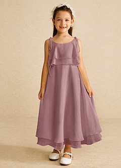 Azazie Temi Flower Girl Dresses Dusty Rose A-Line Spaghetti Strap Chiffon Dress image4