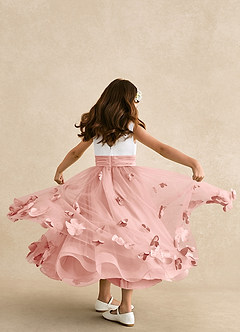 Azazie Vi Flower Girl Dresses Rosette A-Line Sleeveless Tulle Dress image3