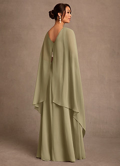 Azazie Liddie Mother of the Bride Dresses Moss Green A-Line Pleated Chiffon Dress image3
