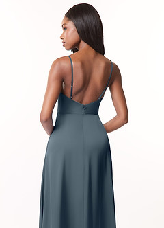 Azazie Brielle Bridesmaid Dresses Twilight A-Line Cowl Spaghetti Straps Stretch Satin Dress image5