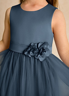 Azazie Miracle Flower Girl Dresses Neptune A-Line Bow Matte Satin Dress image6