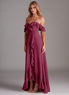 Azazie Lyra Bridesmaid Dresses Mulberry A-Line Chiffon Convertible Dress image5