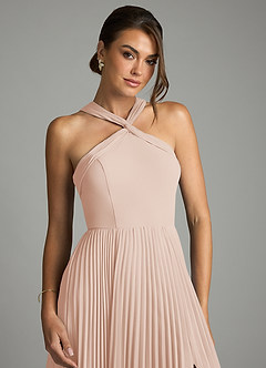 Azazie Afra Robes de demoiselle d'honneur Robe Trapèze en Mousseline de soie Plissée Rose Perle image5