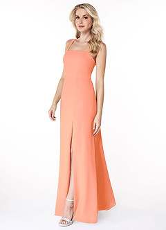 Azazie Jay Bridesmaid Dresses Sunset A-Line Square Neckline Side Slit Chiffon Dress image4