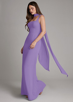 Azazie Katya Vestidos de damas de honor Vestido de Tahití de Gasa de Corte Sirena Convertible con Escote Cuadrado image4
