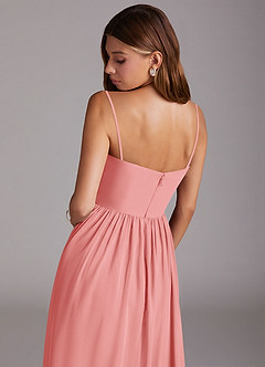 Azazie Calianna Bridesmaid Dresses Coral A-Line Off the Shoulder Chiffon Convertible Dress image8