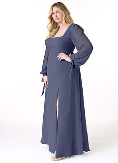 Azazie Leonia Bridesmaid Dresses Stormy A-Line Long Sleeve Chiffon Dress image10