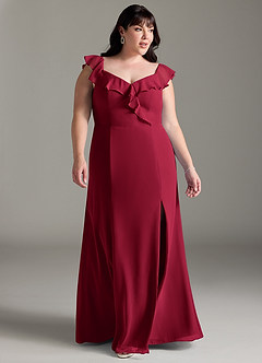 Azazie Sophie Jurken voor bruidsmeisjes Converteerbaar Jurk van Chiffon met A-Lijn Off the Shoulder Bourgondië image9