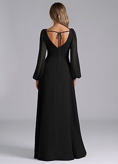 Azazie Liah Brautjungfernkleider A-Linie Langarm Chiffon Kleid Schwarz image6