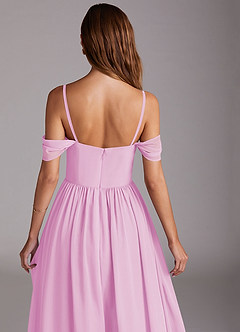 Azazie Calianna Bridesmaid Dresses Candy Pink A-Line Off the Shoulder Chiffon Convertible Dress image9