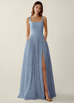 Megan Powder Blue Lace A-line Prom Dress image3