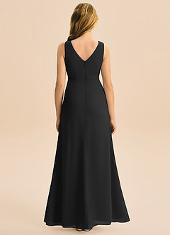 Azazie Floris Junior Black A-Line Pleated Chiffon Dress image3