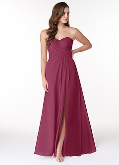 Azazie Arabella Allure Vestidos de damas de honor Vestido de Mora de Gasa de Corte en A Convertible con Escote de Corazón image1