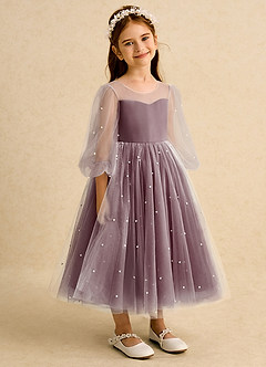 Azazie Trudy Robe Demoiselle D'honneur Fillette Robe Princesse en Tulle Encolure en Forme de Cœur Cabernet image1