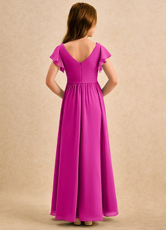 Azazie Milly Girls Formal Flower Girl Dresses Fuchsia A-Line Pleated Chiffon Dress image2