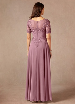 Azazie Raissa Mother of the Bride Dresses Vintage Mauve A-Line Lace Chiffon Dress image2