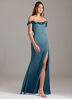 Azazie Callie Bridesmaid Dresses Bermuda A-Line Ruched Stretch Satin Convertible Dress image6