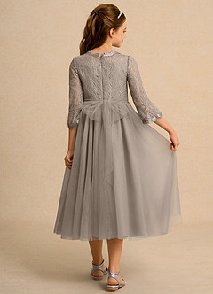 Azazie Lamb Girl vestidos de niña de las flores Vestido de Gris Pardo de Encaje de Princesa image2