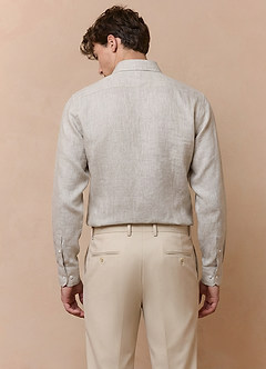 front Elliot Natural Linen 100% Linen Dress Shirt