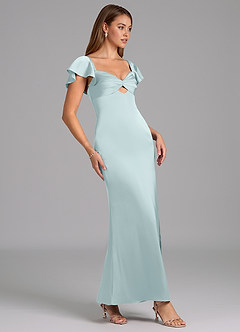 Azazie Demia 신부 들러리 드레스 쉬스 스윗하트 네크라인 스트레치 새틴 발목 길이 드레스 image3