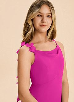 Azazie Gumdrop Junior Vestido Fucsia de Gasa de Imperio con Plisado image7