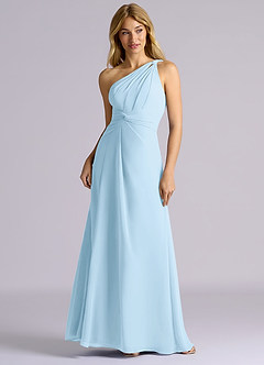 Azazie Isabelle Final Sale Sky Blue A-Line One Shoulder Chiffon Convertible Dress image1