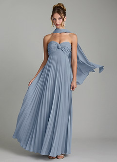 Azazie Tempest Bridesmaid Dresses Dusty Blue Empire Corset Chiffon Convertible Dress image1