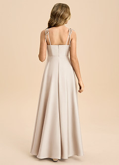 Azazie Popsy Junior White Alabaster A-Line Bow Stretch Satin Dress image3