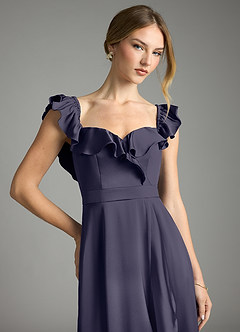 Azazie Lyra Bridesmaid Dresses Stormy A-Line Off the Shoulder Stretch Satin Convertible Dress image2