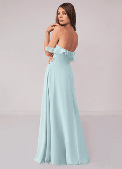 Barbie ♥ Azazie Bridesmaid Dresses Mist A-Line Off the Shoulder Chiffon Convertible Dress image2