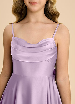 Azazie Bear Junior Frosted Lilac A-Line Sweetheart Neckline Stretch Satin Dress image8