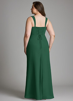 Azazie Agustina Robes de demoiselle d'honneur Robe Sirène en Mousseline de soie Corset Vert Foncé image10