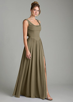 Azazie Novi Bridesmaid Dresses Willow Green A-Line Pleated Chiffon Dress image2