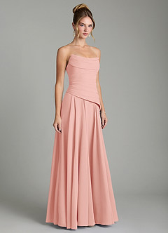 Azazie Gabriela Brautjungfernkleider A-Linie Korsett Chiffon Kleid Rosettenrosa image5