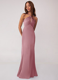 Barbie ♥ Azazie Bridesmaid Dresses Vintage Mauve Sheath Stretch Satin Dress image4