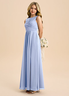Azazie Skyla Junior Ice A-Line Pleated Chiffon Dress image1