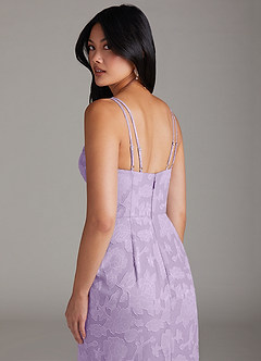 Azazie Leo Bridesmaid Dresses Lilac Sheath Pleated Floral Burnout Dress image6