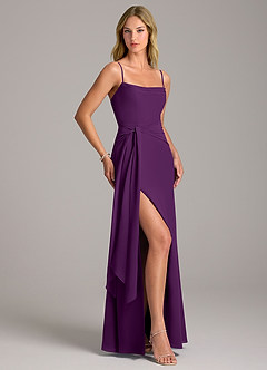 Azazie Tahlia Brautjungfernkleider A-Linie Gürtel/Schärpe Chiffon Kleid Traube image3