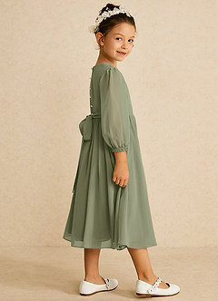 Azazie Lolo Flower Girl Dresses Pistachio A-Line with Sleeves Chiffon Dress image4