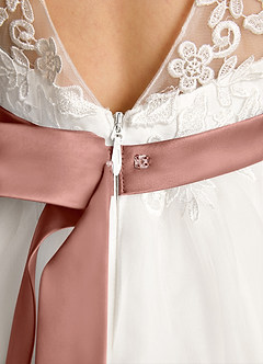 Azazie Lettie Flower Girl Dresses Ivory Cedar Rose Ball-Gown Lace Dress image6