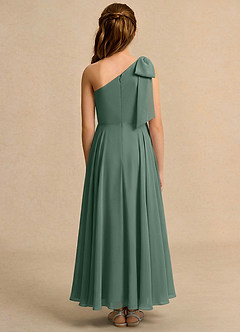 Azazie Guppy Junior Formal Flower Girl Dresses Eucalyptus A-Line One Shoulder Chiffon Dress image2